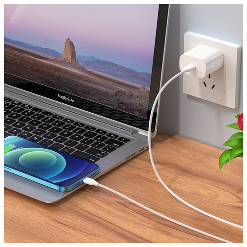 Кабель Borofone USB Type-C - Apple Lightning 3 A 1 м White (BX19LPDW) фото №4