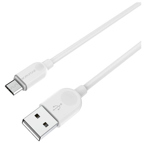 Дата кабель Borofone BX14 USB to Micro USB 2 м білий фото №2