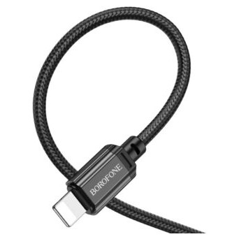 Кабель Borofone BX87 Sharp USB Lightning 2.4 A 1 м Black (BX87LB) фото №2