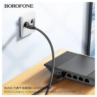 Мережевий кабель для інтернету Borofone BUS01 RJ45 / cat-6 1 м чорний фото №3