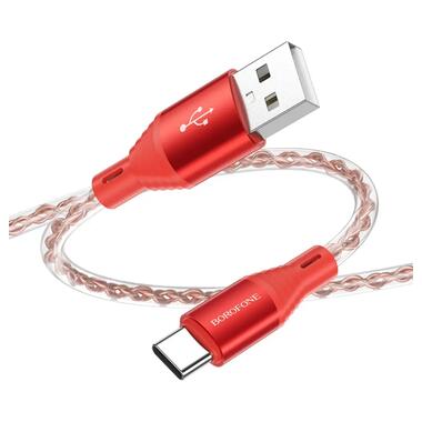 Кабель Borofone BX96 Ice crystal USB Type A Type-C 3 A 1 м Red (BX96CR) фото №1