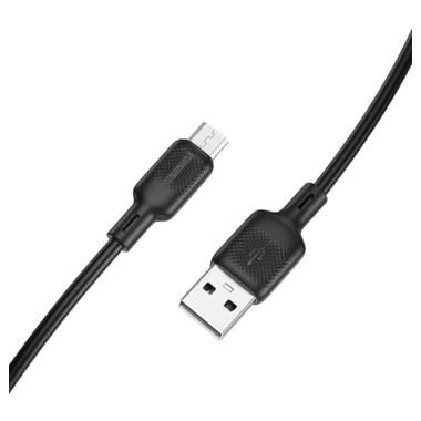 Дата кабель USB 2.0 AM to Micro 5P 1.0m silicone black BOROFONE (6941991115417) фото №1
