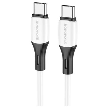 Дата кабель USB-C to USB-C 1.0m 3A 60W silicone BX79 white BOROFONE (6974443384819) фото №1