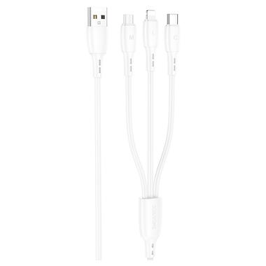 Кабель BOROFONE BX71 3-in-1 charging cable (iP+Micro+Type-C) White (6974443384550) фото №1