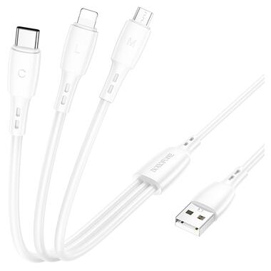 Кабель BOROFONE BX71 3-in-1 charging cable (iP+Micro+Type-C) White (6974443384550) фото №3