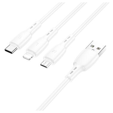 Кабель BOROFONE BX71 3-in-1 charging cable (iP+Micro+Type-C) White (6974443384550) фото №4