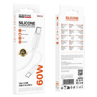 Кабель BOROFONE BX123 Leya 60W silicone charging data cable C to C White (6941991124242) фото №2