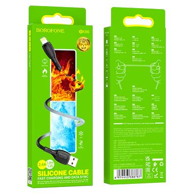 Кабель BOROFONE BX86 Advantage silicone charging data cable for iP Black (6974443388787) фото №2