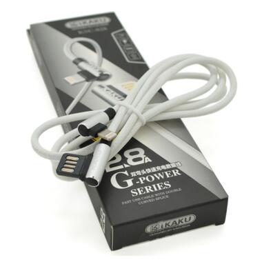 Дата кабель iKAKU USB 2.0 AM to Lightning 1.0m KSC-028 JINDIAN Silver 2.4A (KSC-028-S-L) фото №1