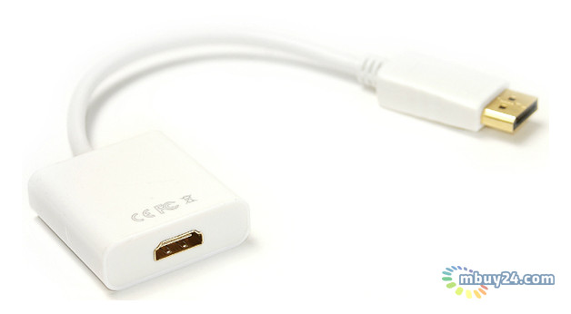 Перехідник PowerPlant DisplayPort - HDMI, 0.15 м білий (KD00AS1277) фото №1