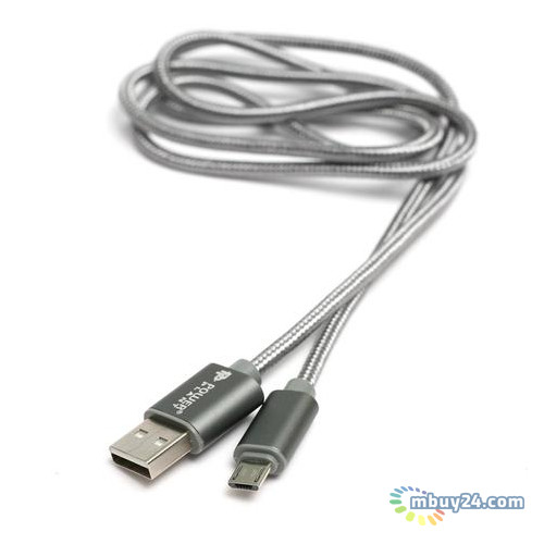 Дата кабель PowerPlant Quick Charge USB 2.0 AM - Micro USB 1 м сірий (KD00AS1287) фото №1
