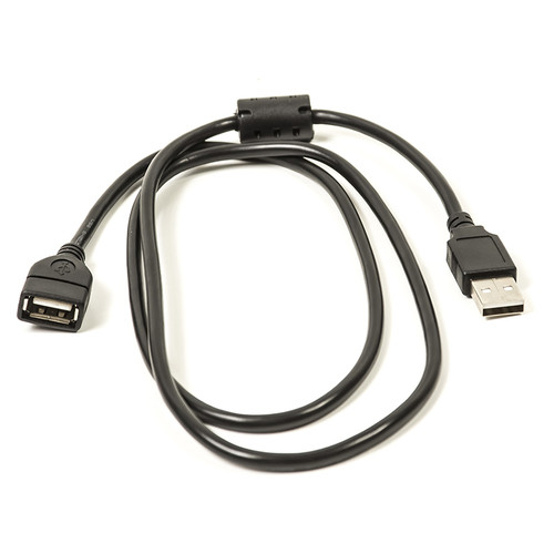 Кабель PowerPlant USB 2.0 AF - AM, 1 м, One ferrite чорний (CA910694) фото №1
