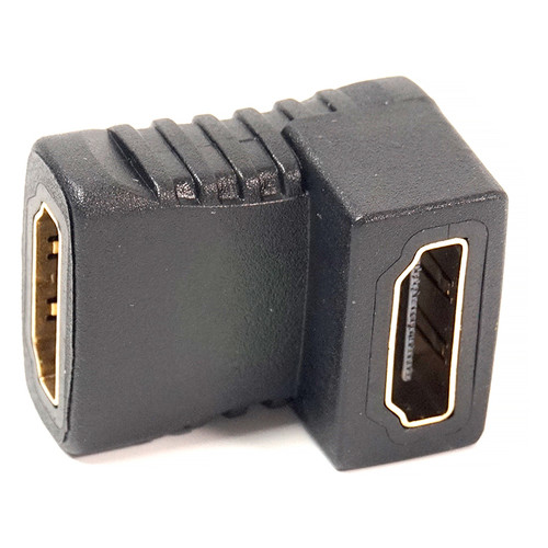 Перехідник PowerPlant HDMI AF - HDMI AF, кутовий, чорний (KD00AS1305) фото №1