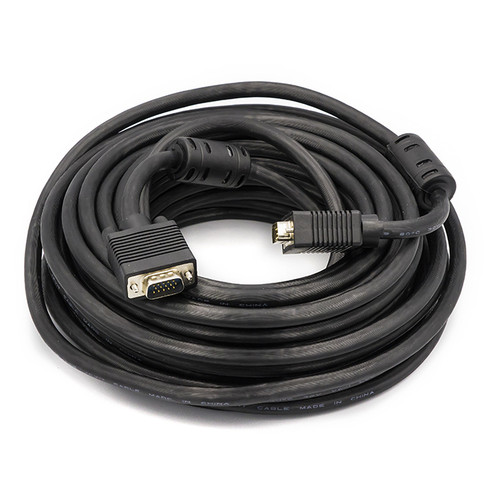 Відео кабель PowerPlant VGA - VGA 15 м, Double ferrites чорний (CA911035) фото №1