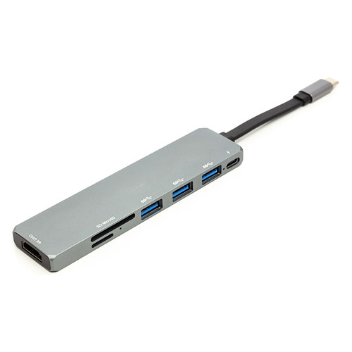 Переходник PowerPlant USB 3.1 Type-C - USB Hub, HDMI, Card Reader (SD, micro SD) фото №1