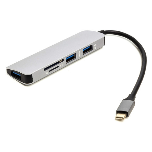 Перехідник PowerPlant USB Type-C - 3*USB 3.0 TF/SD Card Reader фото №1