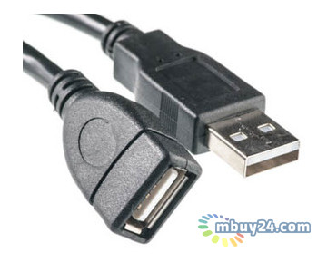 Дата кабель PowerPlant USB 2.0 AF- AM, 0.1 м чорний (KD00AS1209) фото №1
