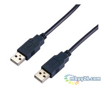 Дата кабель PowerPlant USB 2.0 AM - AM, Double ferrites 3 м чорний (KD00AS1215) фото №1