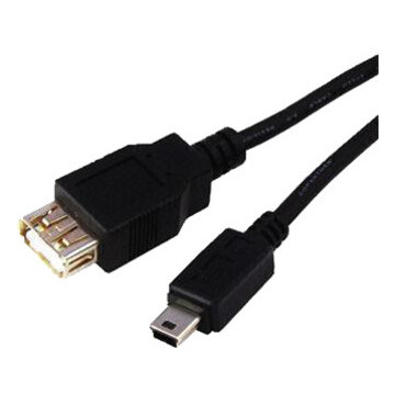 Дата кабель PowerPlant OTG USB 2.0 AF - Mini USB, 0.1 м чорний (KD00AS1234) фото №1