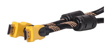 Відео кабель PowerPlant HDMI - HDMI Double ferrites 5 м чорний / жовтий (KD00AS1197) фото №1