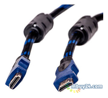 Відео кабель PowerPlant HDMI-HDMI Double ferrites 1.5 м синій (KD00AS1200) фото №1
