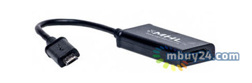 Перехідник PowerPlant micro USB - HDMI, MHL 0.15 м чорний (KD00AS1240) фото №1