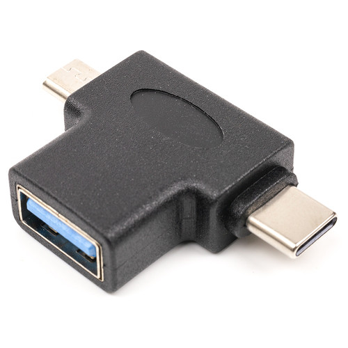 Перехідник PowerPlant USB 3.0 Type-C - micro USB (M) - USB 3.0 OTG AF чорний (CA913121) фото №1