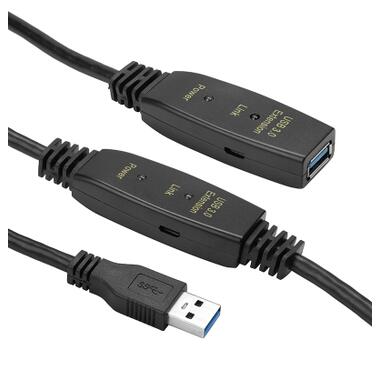 Перехідник PowerPlant USB 3.0 AM - AF 10 м чорний (CA912858) фото №1