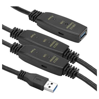 Дата кабель PowerPlant USB 3.0 AM - AF 20 м чорний (CA912865) фото №1