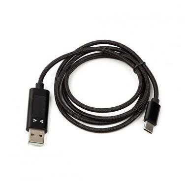 Дата кабель PowerPlant USB 2.0 AM - USB Type-C з вимірювачем струму 1 м чорний (CA913176) фото №1
