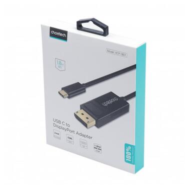 Кабель Choetech DisplayPort - USB Type-C 1.8 м Black (XCP-1801BK) фото №4