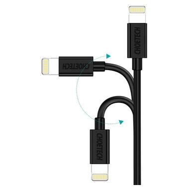 Кабель Choetech USB AM - Lightning 2.4 A 1.2 м чорний (IP0026) фото №3