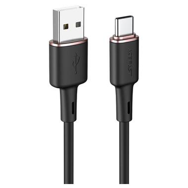 Дата кабель Acefast C2-04 USB-A to USB-C zinc alloy silicone (1m) Black фото №1