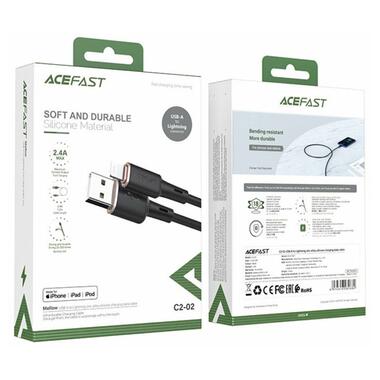 Дата кабель Acefast MFI C2-02 USB-A to Lightning zinc alloy silicone (1m) Black фото №5