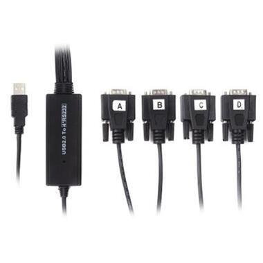 Кабель Viewcon USB - 4хCOM (M/M), (9+25pin), 1.4 м, Black (VE671) фото №1