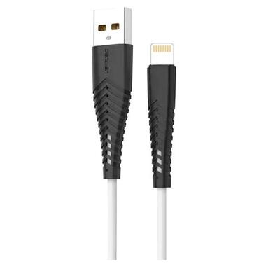 Дата кабель Denmen Silicone USB - Lightning 2.4 A 1 м білий (D19L) фото №1