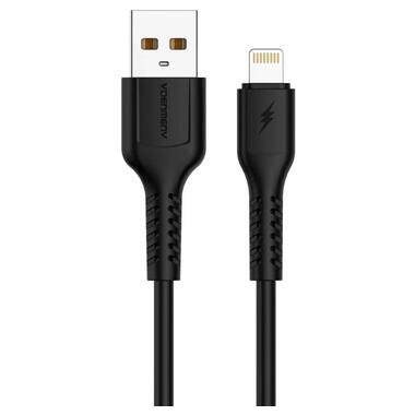 Дата кабель Denmen Silicone USB - Lightning 2.4 A 1 м чорний (D42L) фото №1