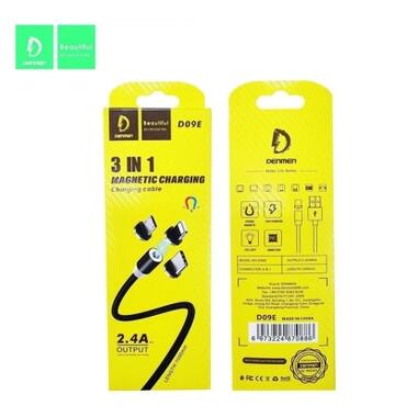 Дата кабель USB 2.0 AM to Lightning + Micro 5P + Type-C magnetic black Denmen (DN-D09E-BK) фото №3