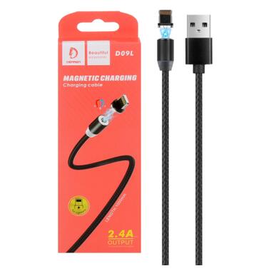 Дата кабель USB 2.0 AM to Lightning magnetic black Denmen (DN-D09L-BK) фото №2