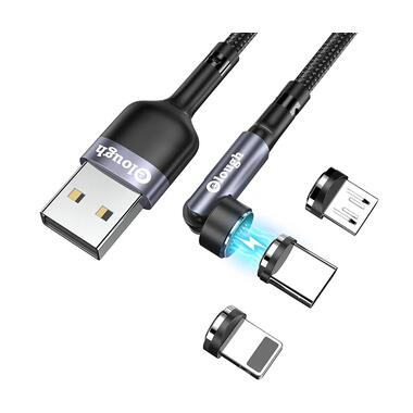 Кабель магнитный с быстрой зарядкой 3 в 1 Elough 7 Contact Micro USB - Lightining - Type C 3 A 0.5 м Grey фото №1