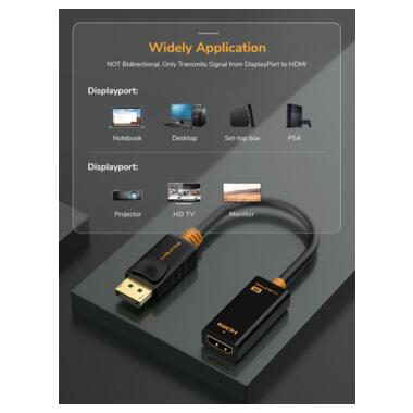 Адаптер Сabletime DisplayPort - HDMI (M/F), 0.2 м, Black (CP21B) фото №5
