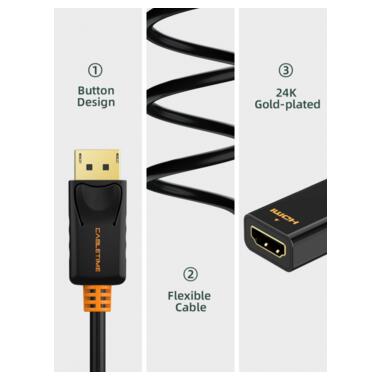 Адаптер Сabletime DisplayPort - HDMI (M/F), 0.2 м, Black (CP21B) фото №3
