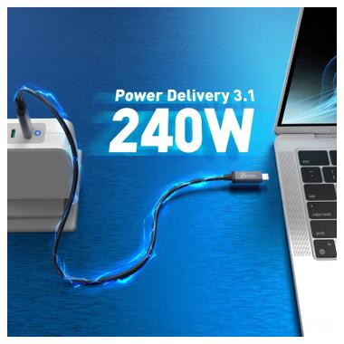 Дата кабель USB-C to USB-C 0.8m USB4 40Gbps 240W (48V/5A) 8K60Hz premium J5create (JUC29L08-N) фото №6