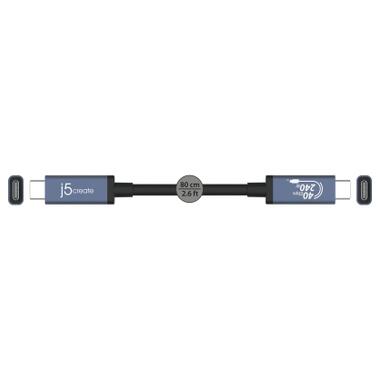 Дата кабель USB-C to USB-C 0.8m USB4 40Gbps 240W (48V/5A) 8K60Hz premium J5create (JUC29L08-N) фото №4