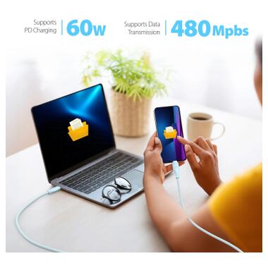 Дата кабель USB-C to USB-C 1.8m 60W (20V/3A) premium J5create (JUCX18L18W-N) фото №6