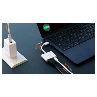 Переходник USB-C M to HDMI F + USB-C F PD100W white J5create (JCA152-N) фото №8