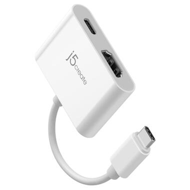 Переходник USB-C M to HDMI F + USB-C F PD100W white J5create (JCA152-N) фото №3