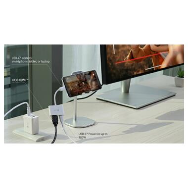 Переходник USB-C M to HDMI F + USB-C F PD100W white J5create (JCA152-N) фото №7