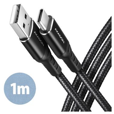 Дата кабель USB 2.0 AM to USB-C 1.0m black AXAGON (BUCM-AM10AB) фото №1