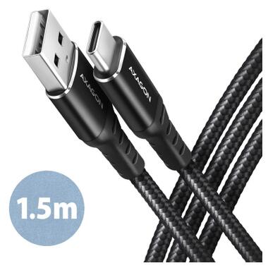 Дата кабель USB 2.0 AM to USB-C 1.5m black AXAGON (BUCM-AM15AB) фото №1